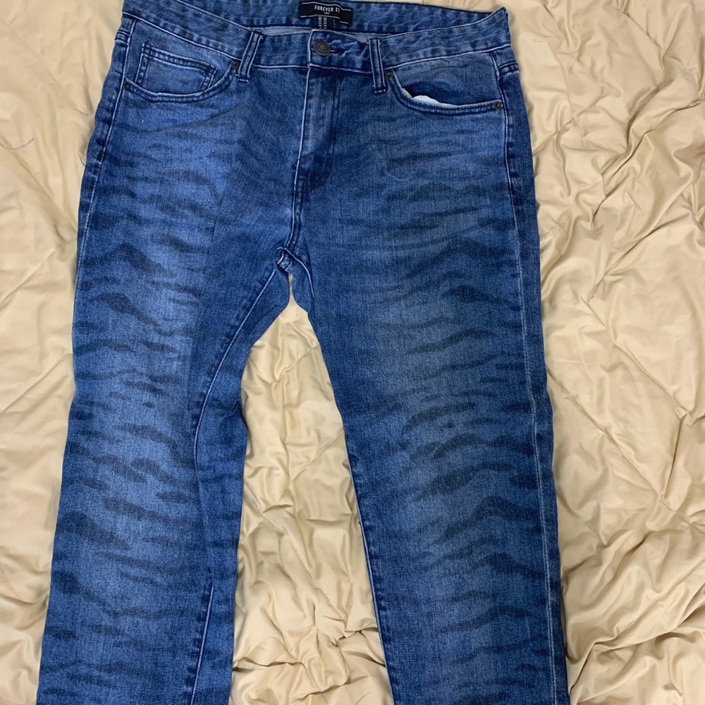 Forever 21 Tiger Print Slim Jeans